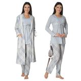 Effort Kadın Mavi Hamile Lohusa Sabahlık Ve Pijama Takım, 2XL, EF8084EFRT-19804IGP266599