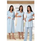Effort Kadın Mavi Hamile Lohusa Sabahlıklı Gecelik Ve Pijama Takım Set, XL, EF6016EFT-19804IGP270882