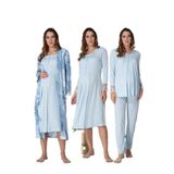 Effort Kadın Mavi Hamile Lohusa Sabahlıklı Gecelik Ve Pijama Takımı Set Effortt, S, Effortt-9046-1-19804IGP27186464