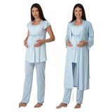 Effort Kadın Mavi Hamile Lohusa Sabahlıklı Pijama Takımı 6014, M, KTS6014-89D0018312170