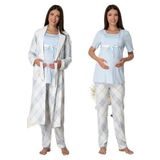 Effort Kadın Mavi Hamile Lohusa Sabahlıklı Spor Pijama Takımı, M, EF6024EFT-19804IGP268529