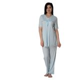 Effort Kadın Mavi Kısa Kollu Hamile Lohusa Pijama Takımı, M, EF5032EFR-19804IGP267859