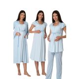 Effort Kadın Mavi Pamuklu Hamile Lohusa Sabahlıklı Gecelik Ve Pijama Takım Set, M, TYC50207D2C7547892-198IGP102521