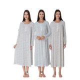 Effort Kadın Mavi Pamuklu Uzun Kolu Büyük Beden Battal Gecelik, 2XL, EFF5063-198IGP100759