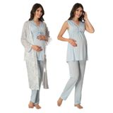 Effort Kadın Mavi Sabahlıklı Hamile Lohusa Pijama Takımı, 2XL, Effortt8034-19804IGP267860