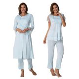 Effort Kadın Mavi Sabahlıklı Hamile Lohusa Pijama Takımı, L, EF2054EFT-19804IGP265565