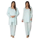 Effort Kadın Mavi Sabahlıklı Hamile Lohusa Pijama Takımı, L, EF2401EFRT-19804IGP265576