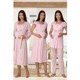 Effort Kadın Pembe Hamile Lohusa Sabahlıklı Gecelik Ve Pijama Takım Set, XL, EF6016EFT-19804IGP270821
