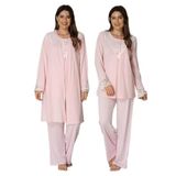 Effort Kadın Pembe Hamile Lohusa Sabahlıklı Pijama Takım, 2XL, Effortt-3040-4-19804IGP2718107