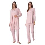 Effort Kadın Pembe Hamile Lohusa Sabahlıklı Pijama Takım, L, Effortt-3040-5-19804IGP2718027