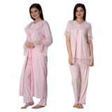 Effort Kadın Pembe Hamile Lohusa Sabahlıklı Pijama Takımı 3'lü Set, S, EF5044EFT-19804IGP268067