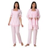 Effort Kadın Pembe Hamile Lohusa Sabahlıklı Pijama Takımı, L, EF6034EFR-19804IGP267441