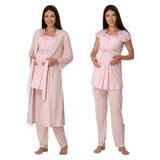 Effort Kadın Pembe Hamile Lohusa Sabahlıklı Pijama Takımı, L, Effortt-6014-1-19804IGP267401