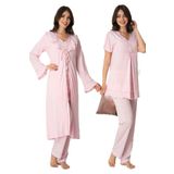 Effort Kadın Pembe Hamile Lohusa Sabahlıklı Pijama Takımı, M, EF8024EFT-19804IGP268345