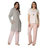 Effort Kadın Pembe Hamile Lohusa Sabahlıklı Pijama Takımı, M, Effortt-2070-1-19804IGP2717100