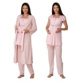 Effort Kadın Pembe Hamile Lohusa Sabahlıklı Pijama Takımı, M, Effortt-6014-1-19804IGP267706