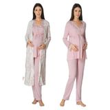 Effort Kadın Pembe Hamile Lohusa Sabahlıklı Pijama Takımı, S, EF8094EFT-19804IGP266889