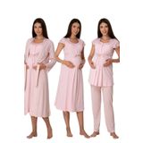 Effort Kadın Pembe Pamuklu Hamile Lohusa Sabahlıklı Gecelik Ve Pijama Takım Set, M, EFF6016-198IGP102526