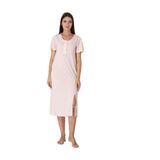 Effort Kadın Pembe Pamuklu Kısa Kolu Yırtmaçlı Gecelik, 2XL, EF3073-198IGP100739