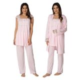 Effort Kadın Pembe Sabahlıklı Hamile Lohusa Pijama Takımı, 2XL, EF2301EFR-19804IGP266316