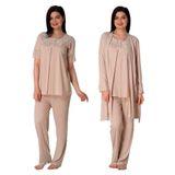 Effort Kadın Pembe Sabahlıklı Hamile Lohusa Pijama Takımı, 2XL, Effortt5025-19804IGP2717998