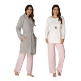 Effort Kadın Pembe Sabahlıklı Hamile Lohusa Pijama Takımı, M, EF3090EFT-19804IGP268148