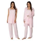 Effort Kadın Pembe Sabahlıklı Hamile Lohusa Pijama Takımı, XL, EF2301EFR-19804IGP265675