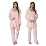 Effort Kadın Pembe Sabahlıklı Hamile Lohusa Pijama Takımı, XL, TYC00488742322-19804IGP265580
