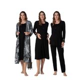 Effort Kadın Siyah Hamile Lohusa Sabahlıklı Gecelik Ve Pijama Takımı Set Effortt, S, Effortt-9046-2-19804IGP27186450