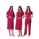 Effort Kadın Vişne Hamile Lohusa Sabahlıklı Gecelik Pijama Takımı 4'lü Set, XL, Effortt-8026-2-19804IGP27168404