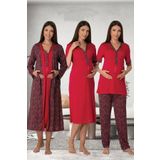 Effort Kadın Vişne Hamile Lohusa Sabahlıklı Gecelik Ve Pijama Set, L, EF8056EFR-19804IGP270793