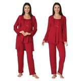 Effort Kadın Vişne Sabahlıklı Hamile Lohusa Pijama Takımı 3044, M, KTS3044-869DS00018310046