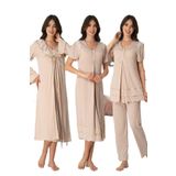 Effort Kadın Vizon Hamile Lohusa Sabahlıklı Gecelik Pijama Takımı 4'lü Set, L, Effortt-8026-2-19804IGP268020