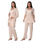 Effort Kadın Vizon Kahve Hamile Lohusa Sabahlıklı Pijama Takımı, XL, EF6034EFFR-19804IGP267619