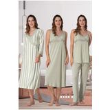 Effort Kadın Yeşil Hamile Lohusa Sabahlıklı Gecelilk Pijama Takım 4'lü Set Effortt, S, Effortt9036-19804IGP2717406
