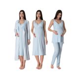 Effort Mavi Kadın Hamile Lohusa Sabahlıklı Gecelik ve Pijama Set Takım 9036, M, S9036EF-19804IGP27192479