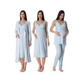 Effort Mavi Kadın Hamile Lohusa Sabahlıklı Gecelik ve Pijama Set Takım 9036, S, S9036EF-19804IGP27192478