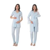 Effort Mavi Kadın Hamile Lohusa Sabahlıklı Kısa Kollu Pijama Takımı 9014, L, Effortt9014-19804IGP27193400