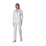 Effort Pamuklu Mavi Çizgili Önden Düğmeli Uzun Kollu Kadın Pijama Takımı, S, EF2452-198IGP101281