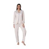 Effort Pamuklu Pembe Çizgili Önden Düğmeli Uzun Kollu Kadın Pijama Takımı, M, EF2452-198IGP101288