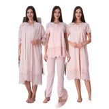 Effort Pembe Fistolu Hamile Lohusa Sabahlıklı Gecelik ve Pijama Takım 4'lü Set Effortt, M, EF9026İGP-198IGP102732
