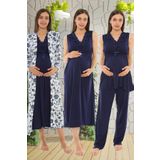 Effort Pijama Lohusahamile Lacivert 4lü Lohusa Hamile Seti