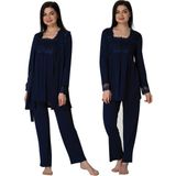 Effortt 2401 Lacivert Renk Sabahlıklı Lohusa Pijama Takımı
