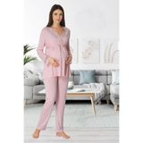 Effortt Dantel Detaylı Pudra Lohusa Pijama Takımı