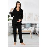 Effortt Dantel Detaylı Siyah Lohusa Pijama Takımı