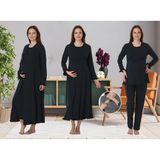 Effortt Dvina Effortt Lohusa 4'lü Set - Sabahlık/pijama Takımı/gecelik Lacivert - 4046 - XL