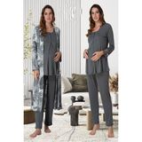 Effortt Füme Sabahlıklı Hamile Lohusa Pijama Takımı - 2XL