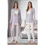 Effortt Gri Sabahlıklı Hamile Lohusa Pijama Takımı - 2XL