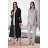 Effortt Gri Sabahlıklı Hamile Lohusa Pijama Takımı - XL