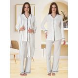 Effortt Lohusa Sabahlıklı Pijama Takımı Ekru - 5074